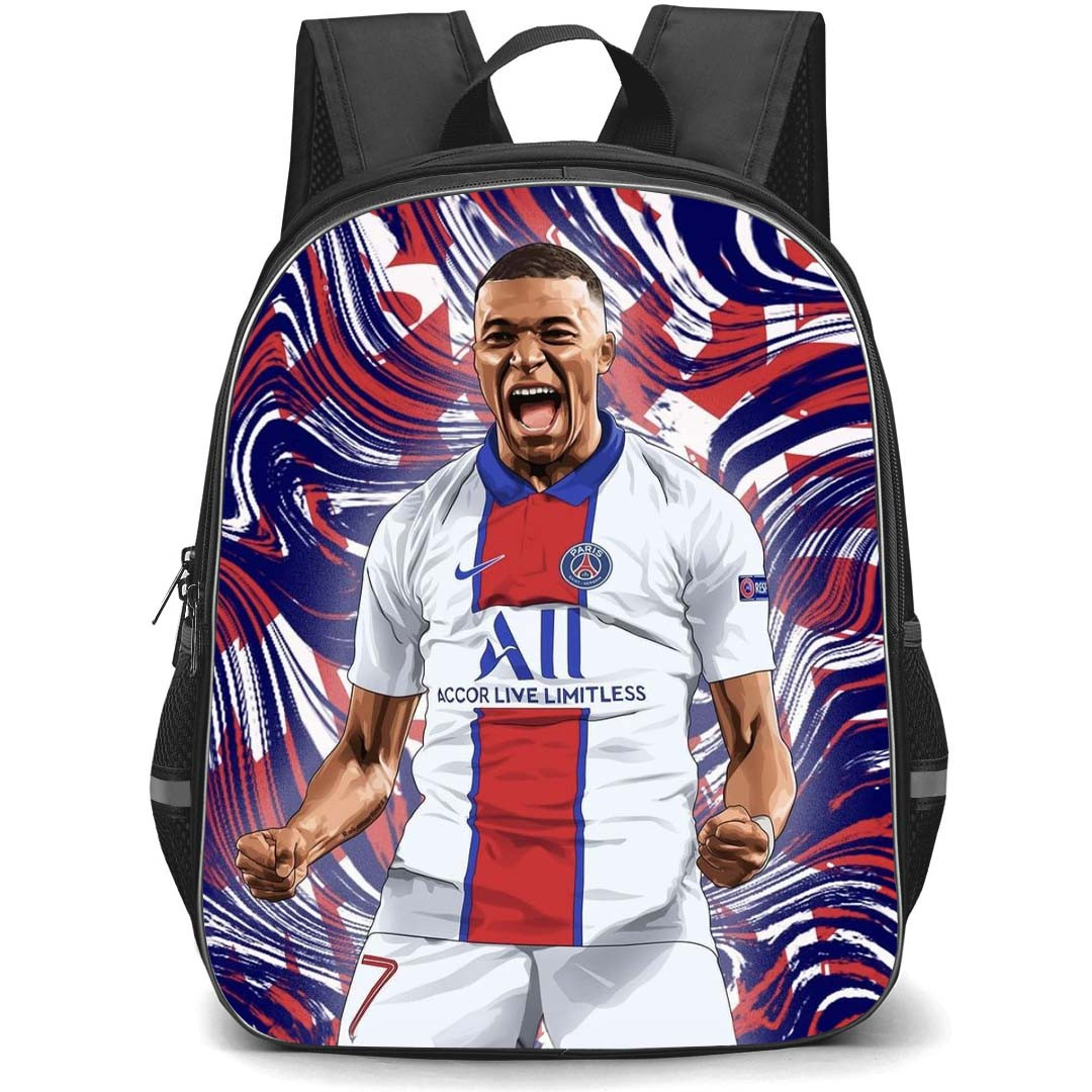 Kylian Mbappe Backpack StudentPack - Kylian Mbappe Paris Saint-Germain Goal Celebration Illustration On Graphic Art