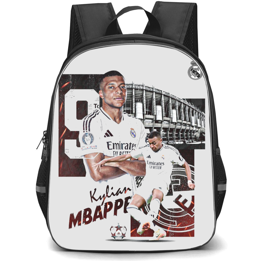 Kylian Mbappe Backpack StudentPack - Kylian Mbappe Graphic Design Poster On Gray Background