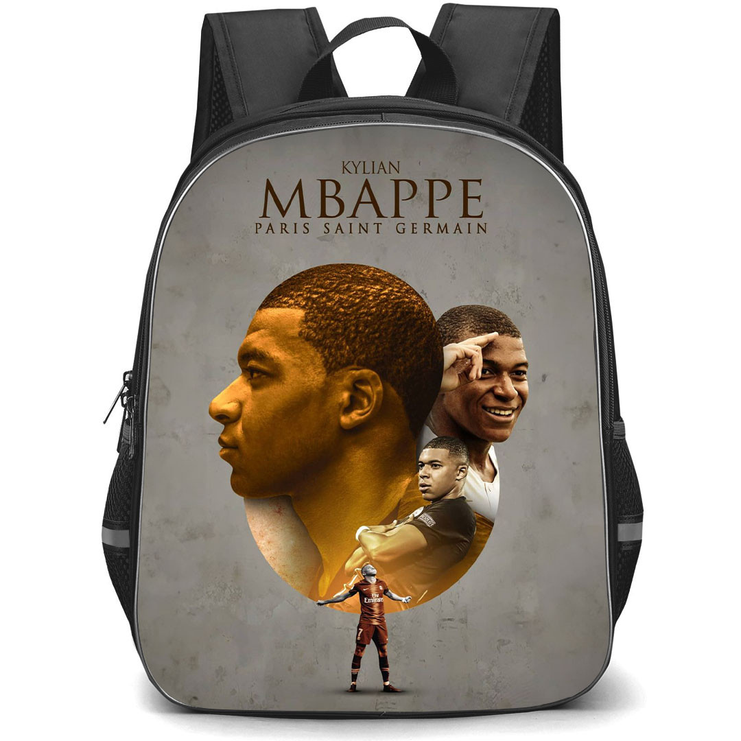 Kylian Mbappe School Backpack StudentPack - Kylian Mbappe PSG Cinematic Poster Gray Background