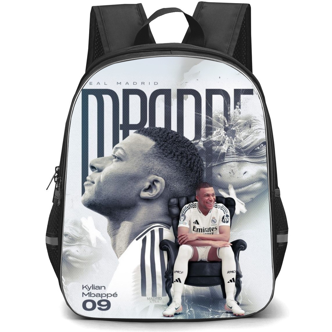Kylian Mbappe Backpack StudentPack - Kylian Mbappe In Real Madrid Uniform And Showcasing Artistic Style