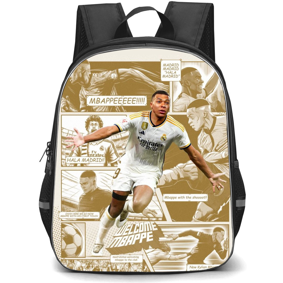 Kylian Mbappe Backpack StudentPack - Kylian Mbappe Runing On Comic Art Background