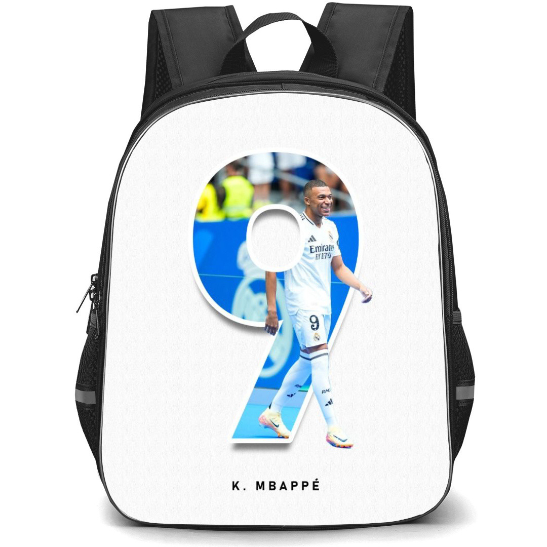 Kylian Mbappe Backpack StudentPack - Kylian Mbappe Standing InSide Number 9 Sticker On White Background