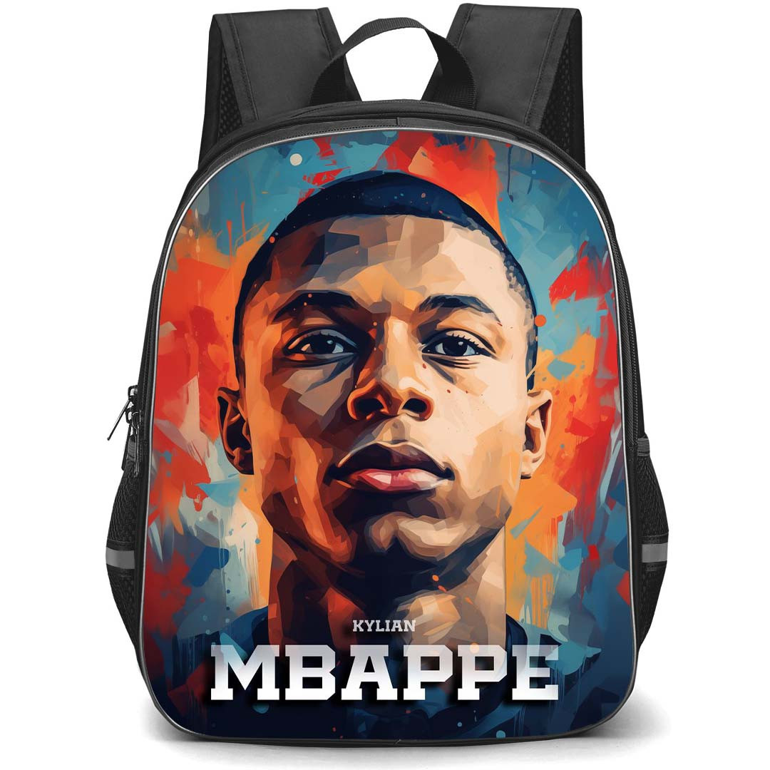 Kylian Mbappe School Backpack StudentPack - Kylian Mbappe Vector Illustration Portrait Art