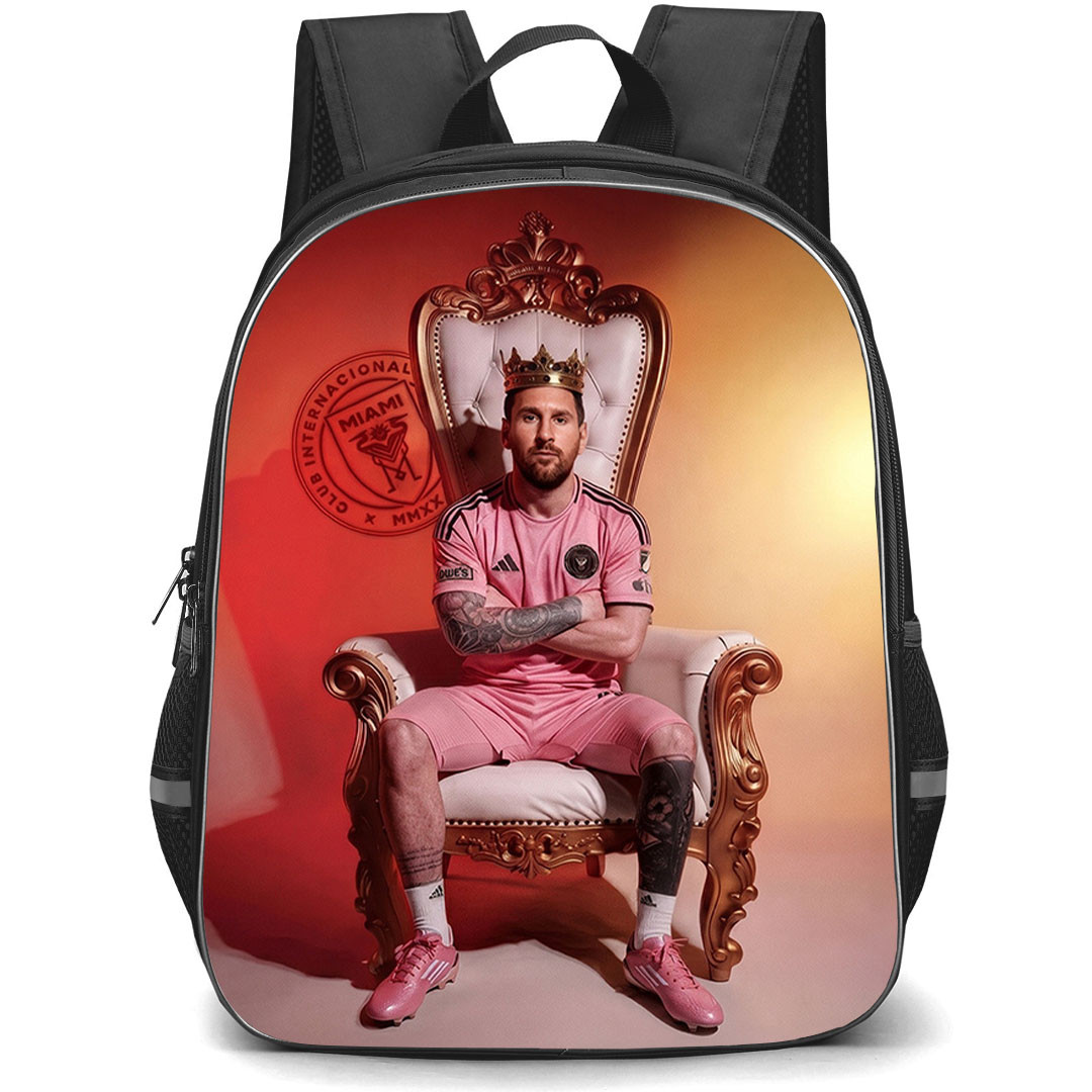 Lionel Messi Backpack School Bag StudentPack - Lionel Messi Sit On Throne In Inter Milan Jersey