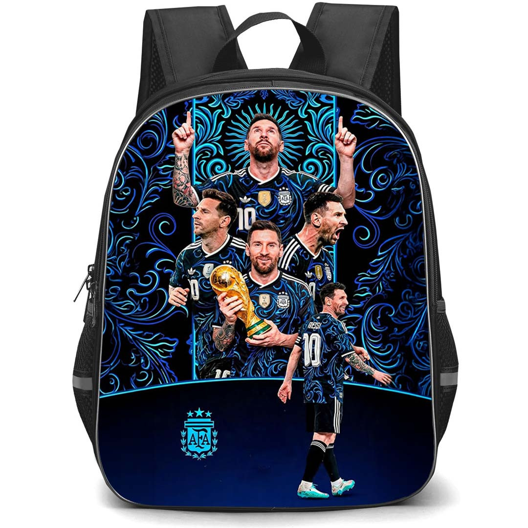 Lionel Messi Backpack School Bag StudentPack - Lionel Messi Argentina National Team World Champion Collage Poster