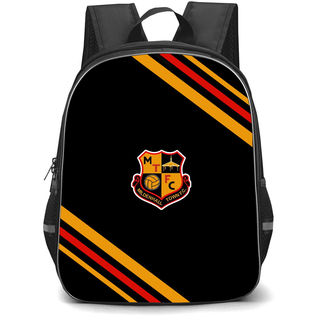 Mildenhall Town Football Club Backpack School Bag StudentPack - Mildenhall Town Football Club Large Logo With Stripe