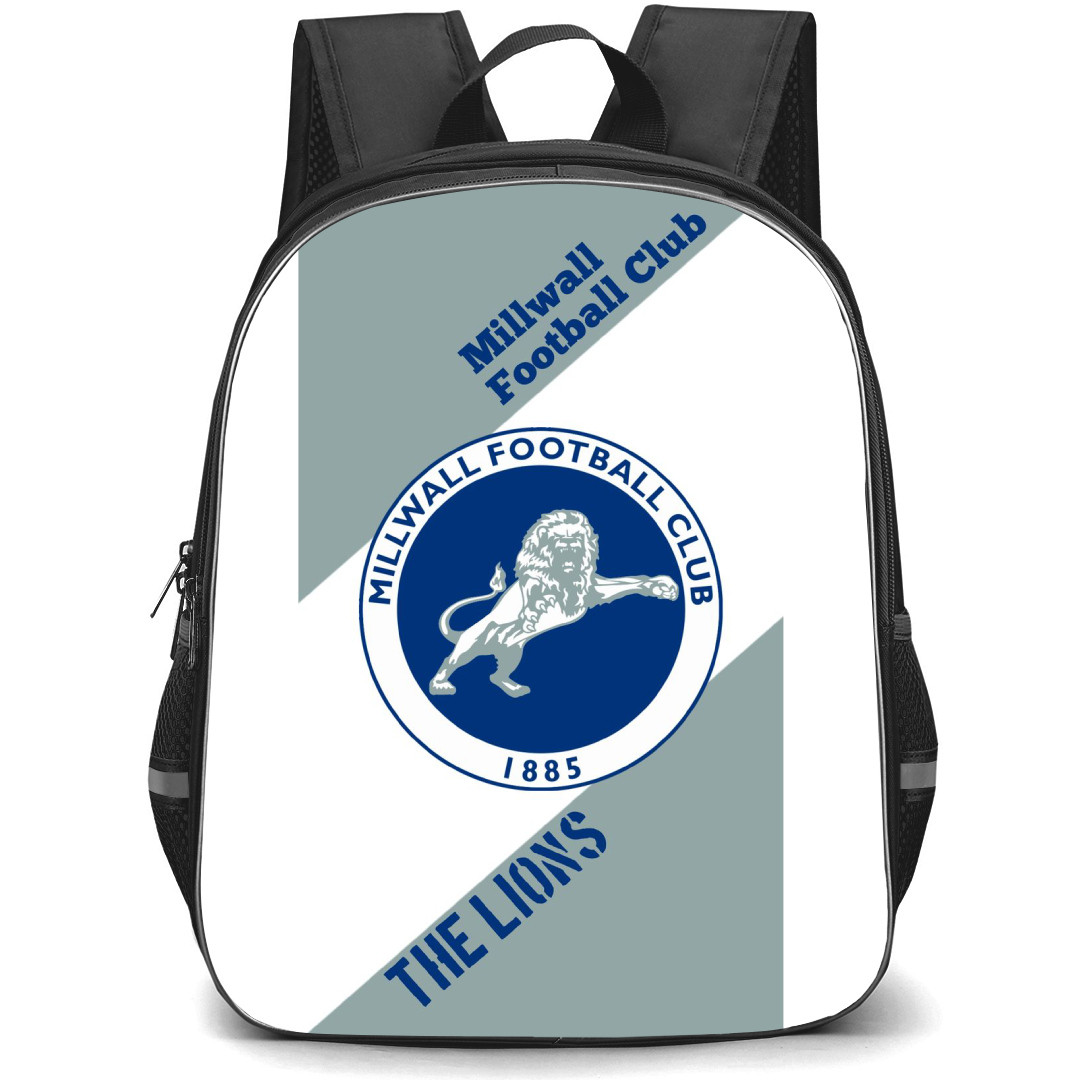 Millwall F.C. Backpack StudentPack - Millwall F.C. The Lions Emblem Logo On White Gray Background