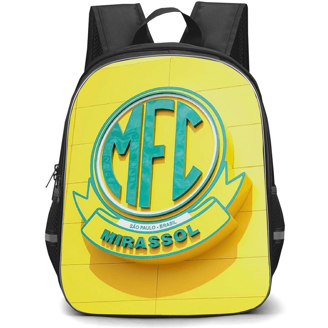 Mirassol Futebol Clube Backpack School Bag StudentPack - Mirassol Futebol Clube with 3D Logo Yellow Wall Design