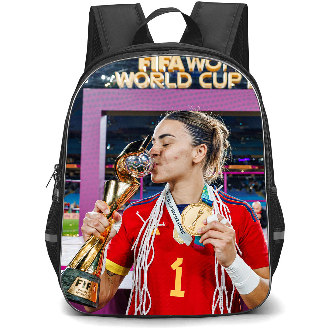 Spain Women National Team World Cup Misa Rodriguez Backpack StudentPack - Misa Rodr?guez Medal And Trophy Kiss