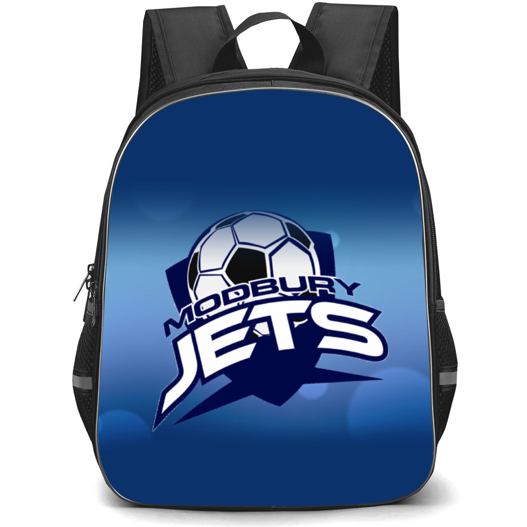 Modbury Jets Soccer Club Backpack School Bag StudentPack - Logo In Blue Background