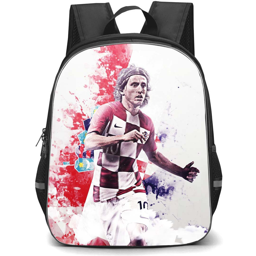Luka Modric Backpack StudentPack - Luka Modric World Cup 2018 Portrait On Graphics Art Background