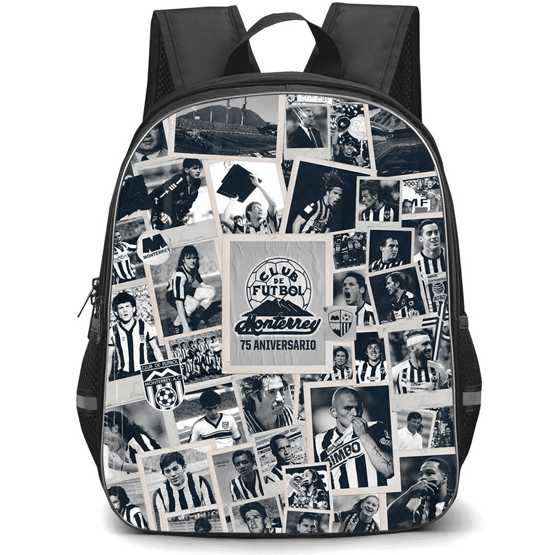 Club de Futbol Monterrey Rayados, A.C. Backpack School Bag StudentPack - Club de Futbol Monterrey Rayados, A.C. with Logo Vintage Collage