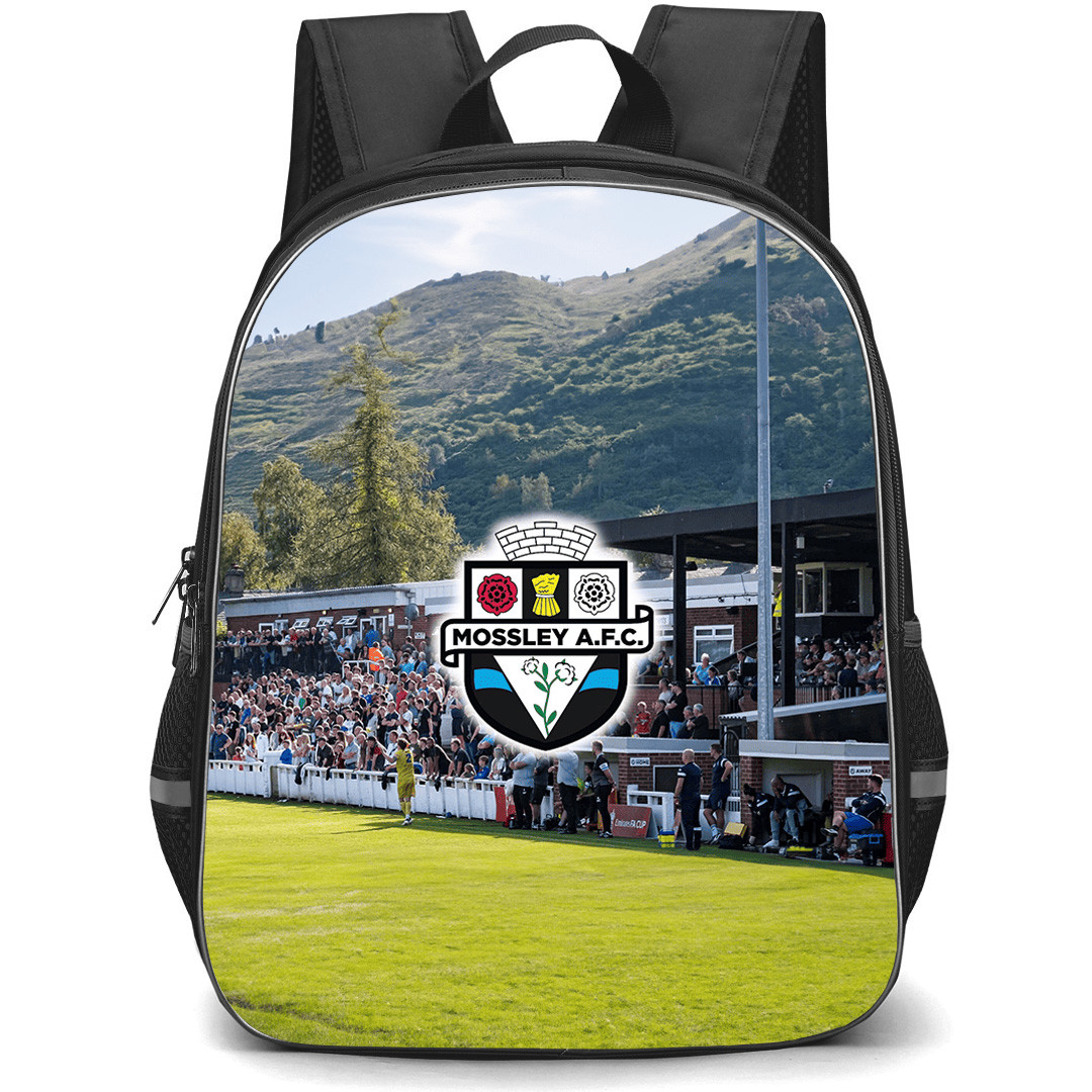 Mossley Football Club Backpack School Bag StudentPack - Mossley Football Club Stadium with Logo Crowd Effect