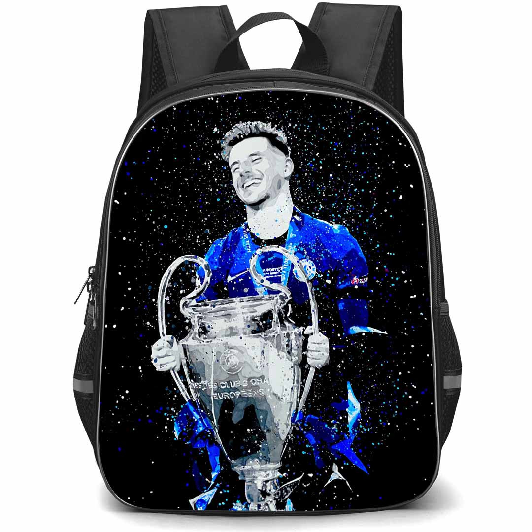 Mason Mount Backpack StudentPack - Mason Mount Chelsea F.C. Holding Champions Trophy Illustration