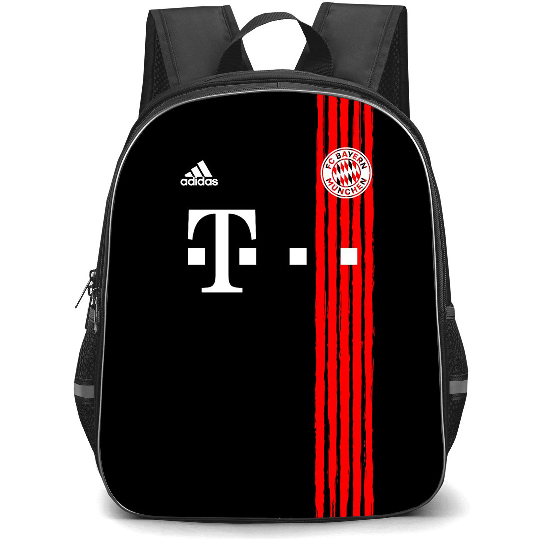 FC Bayern Munich School Backpack StudentPack - FC Bayern Munich Alt Kit Red Strip On Black Background