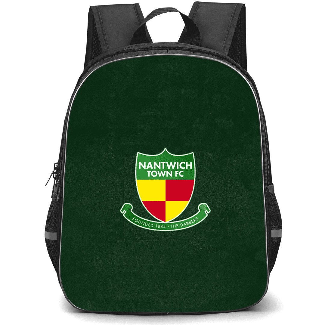 Nantwich Town Football Club Backpack School Bag StudentPack - Nantwich Town Football Club Logo with Green Effect