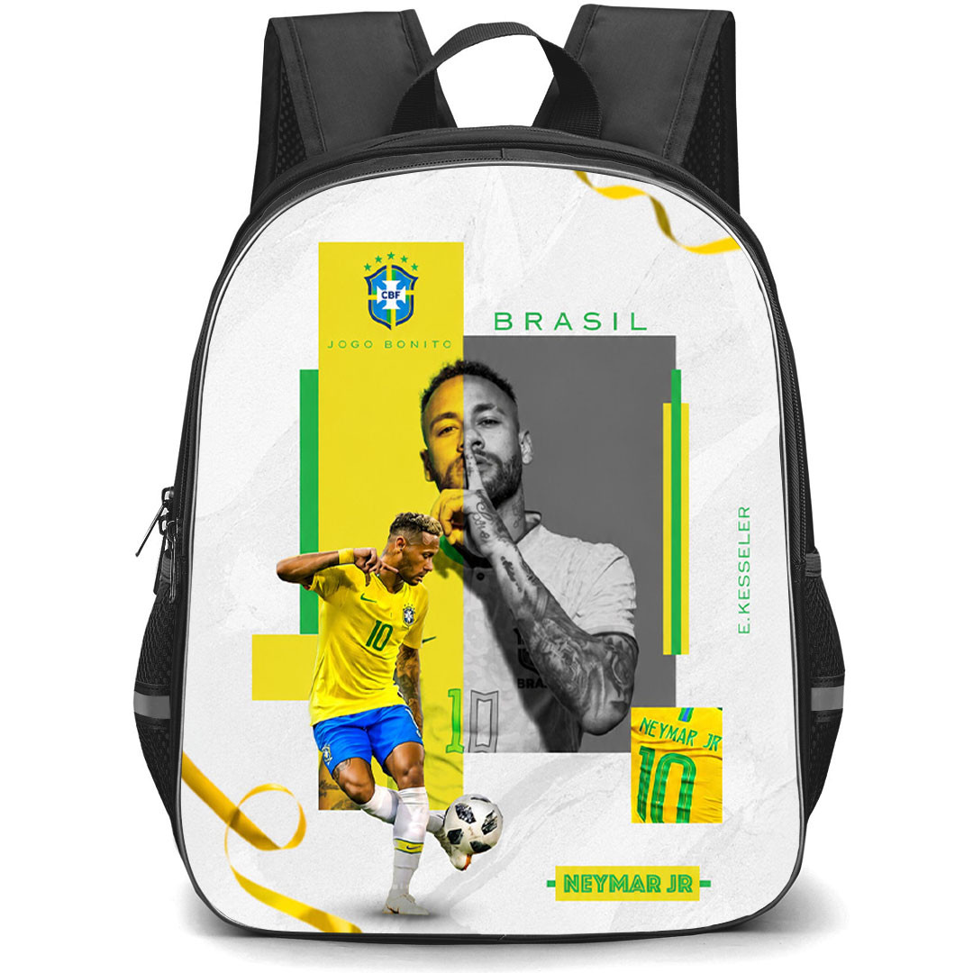 Neymar Jr Backpack School Bag StudentPack - Neymar Jr Jersey Number 10 Brazil National Team Creative Football Art Poster