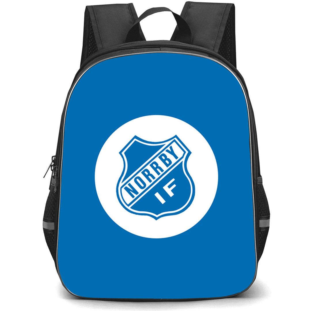 Norrby IF Backpack School Bag StudentPack - Norrby IF Logo On White Round Blue Background Football Club