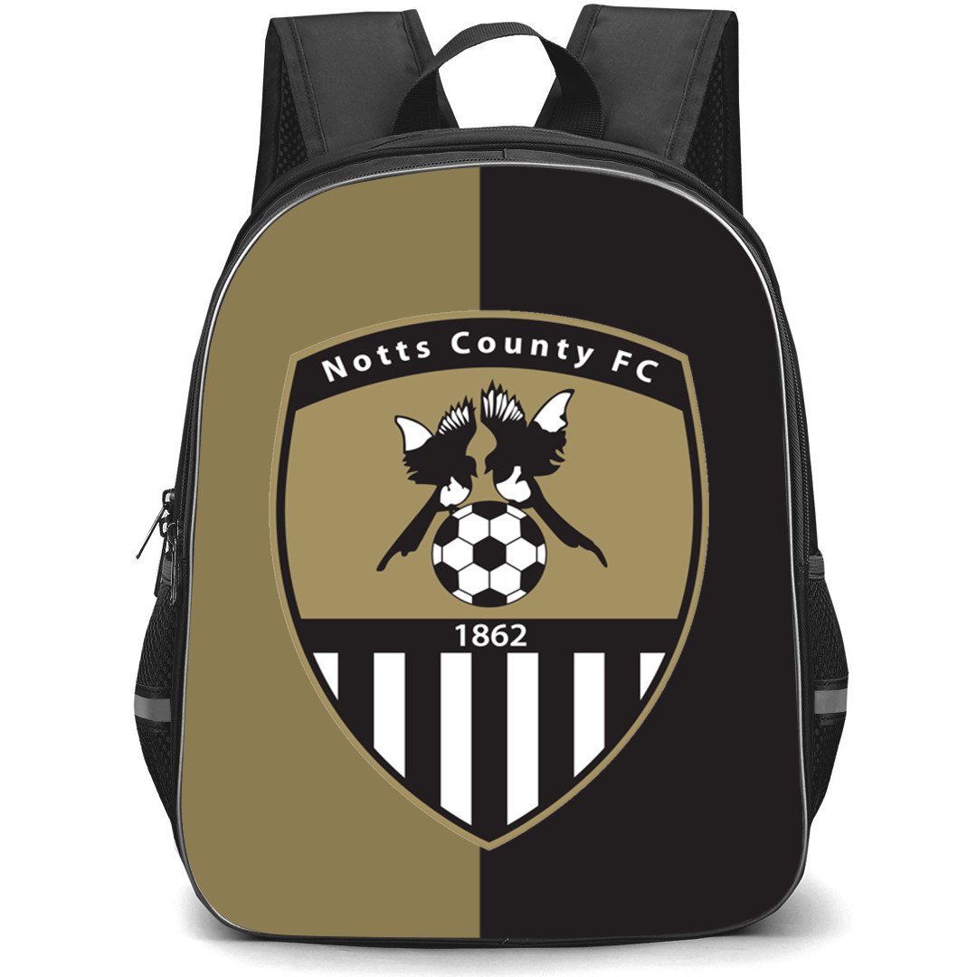 EFL League Two Notts County Backpack School Bag StudentPack - Large Logo In Brown And Black Background