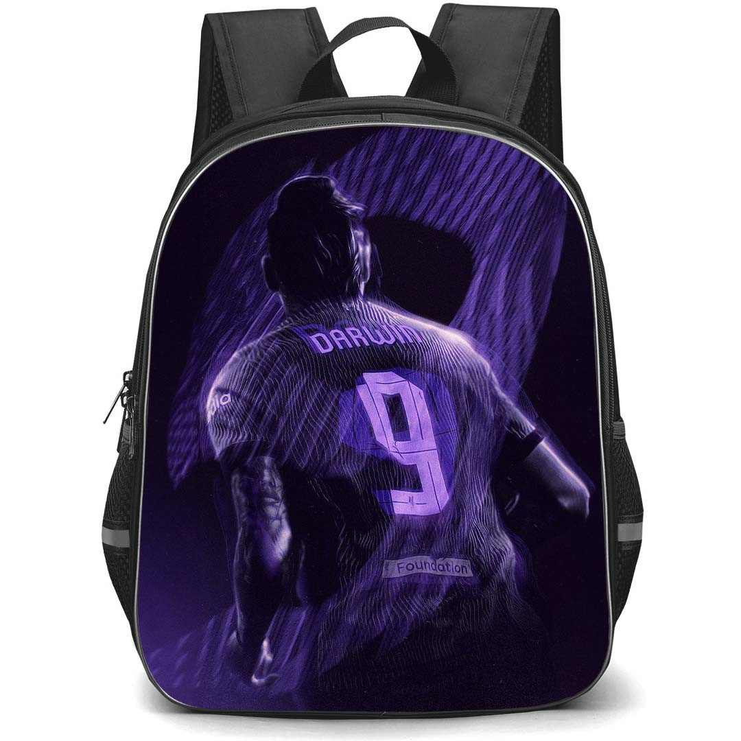 Darwin Nunez School Backpack StudentPack - Darwin Nunez 9 Liverpool F.C. Standing Back Purple Neon Effect Poster