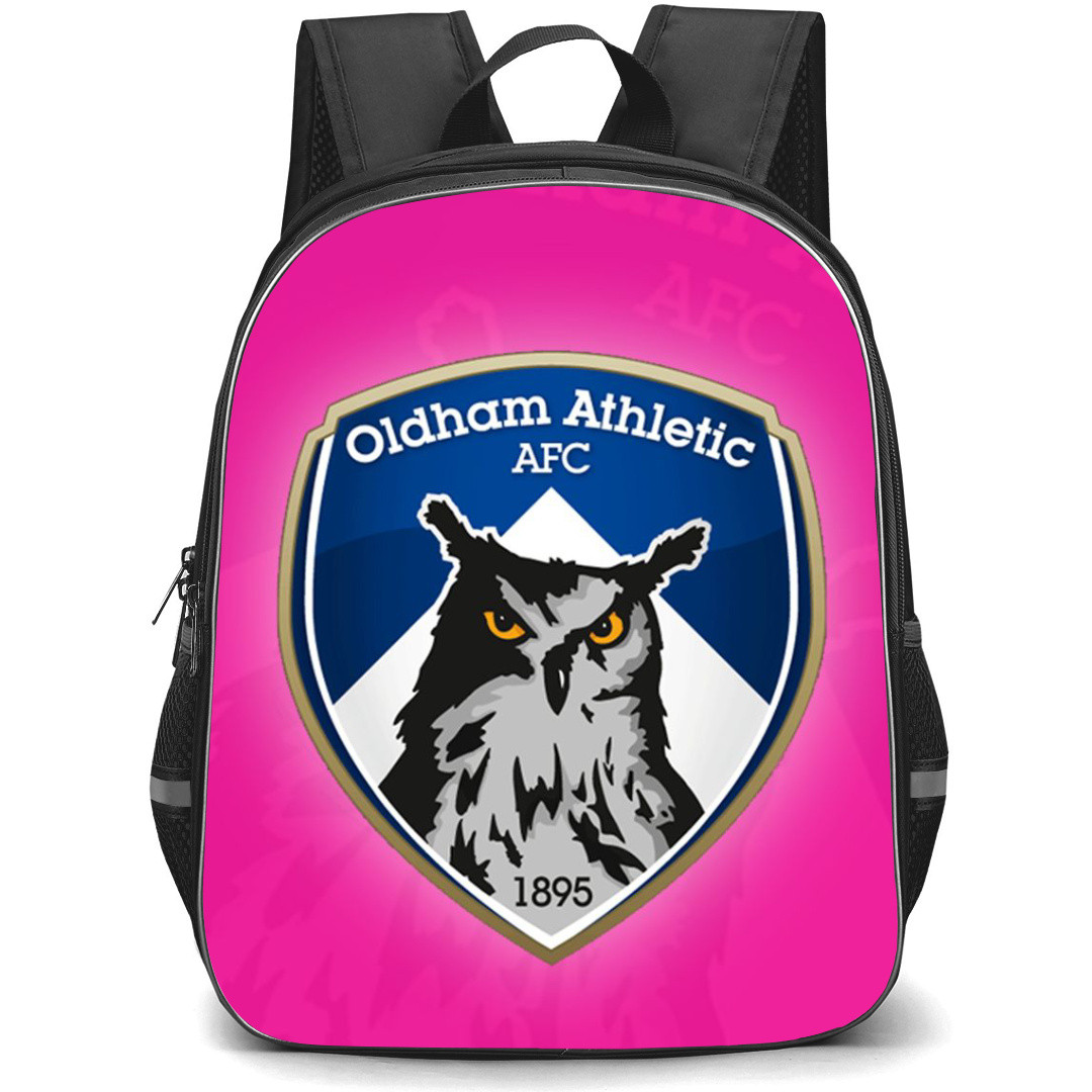EFL League Two Oldham Athletic Backpack School Bag StudentPack - Large Logo In Pink Background