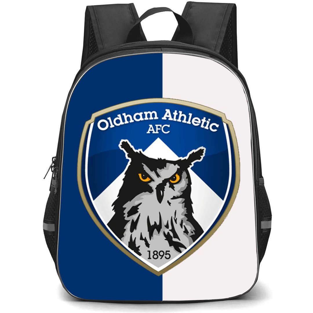 EFL League Two Oldham Athletic Backpack School Bag StudentPack - Old Logo Blue And White Background