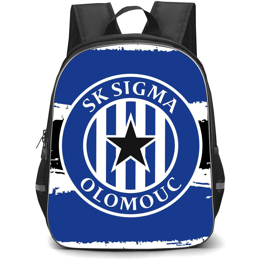 SK Sigma Olomouc Backpack School Bag StudentPack - Logo Painting In White Blue And Black Background
