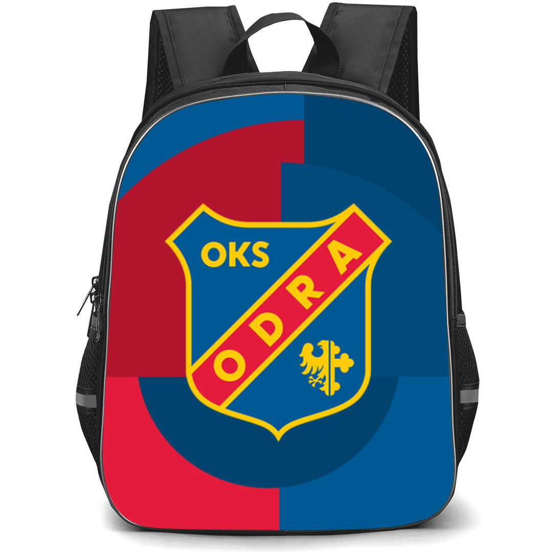 Odra Opole Backpack School Bag StudentPack - Logo In Blue And Red Abstract Background