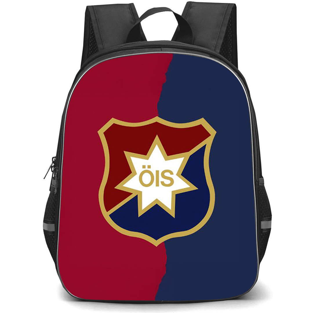 Orgryte IS Backpack School Bag StudentPack - Orgryte IS Logo ON Navy Blue And Red Wine Background Football Club