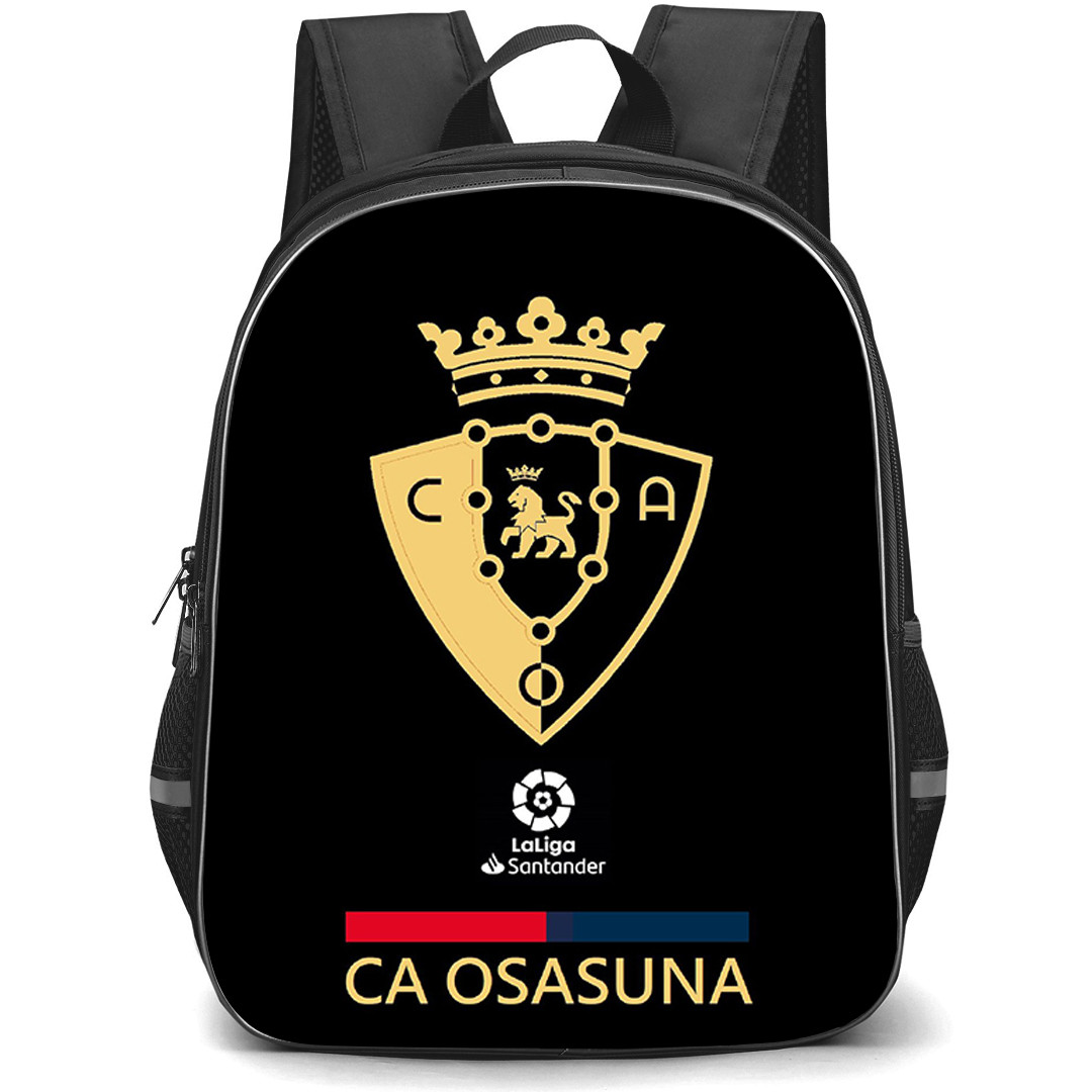 CA Osasuna Backpack School Bag StudentPack - CA Osasuna Logo On Black Background Football Club