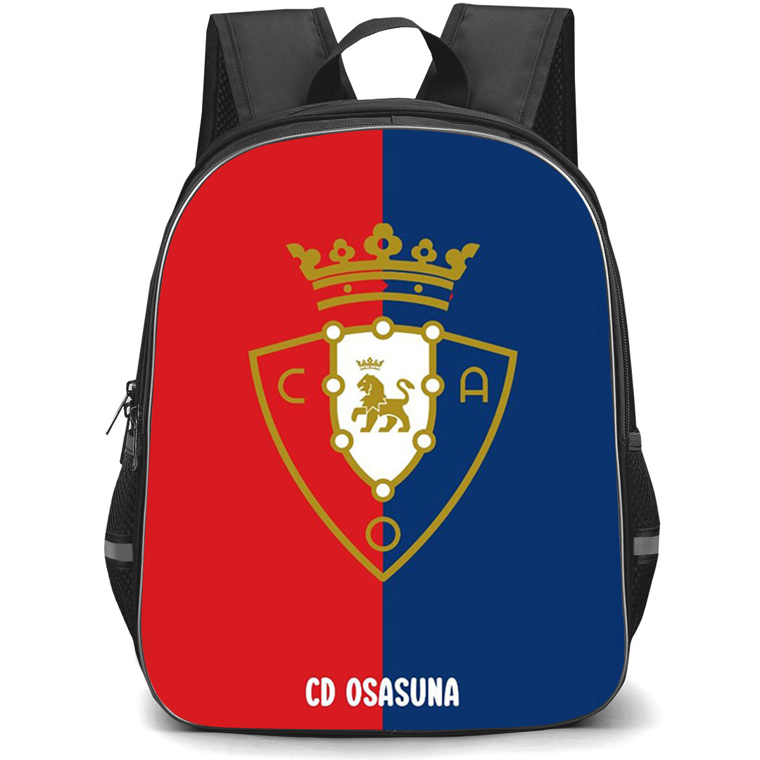 CA Osasuna Backpack School Bag StudentPack - CA Osasuna Logo On Red Blue Background Football Club