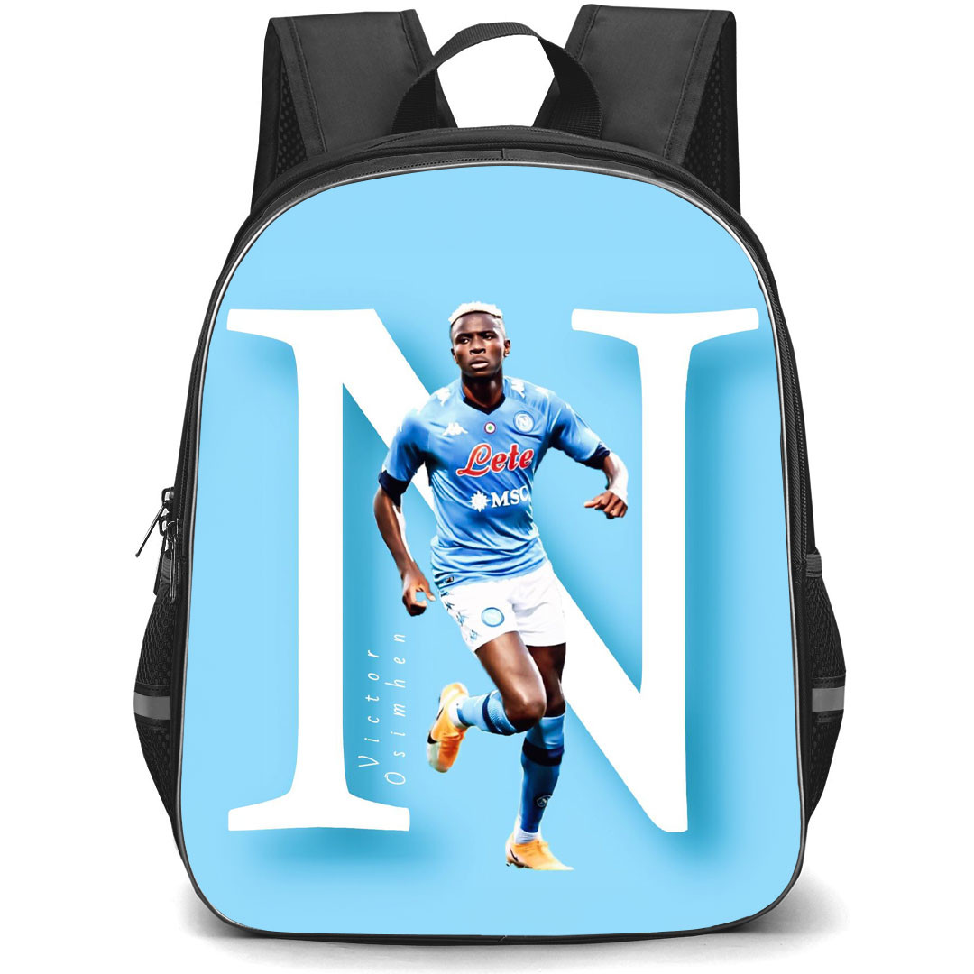 Victor Osimhen Backpack StudentPack - Victor Osimhen S.S.C. Napoli Running On SkyBlue Poster Art