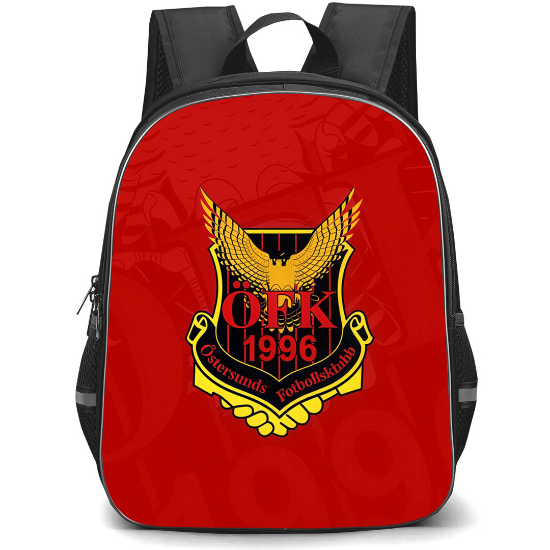 Ostersunds FK Backpack School Bag StudentPack - Ostersunds FK Logo On Blur Red Background Football Club
