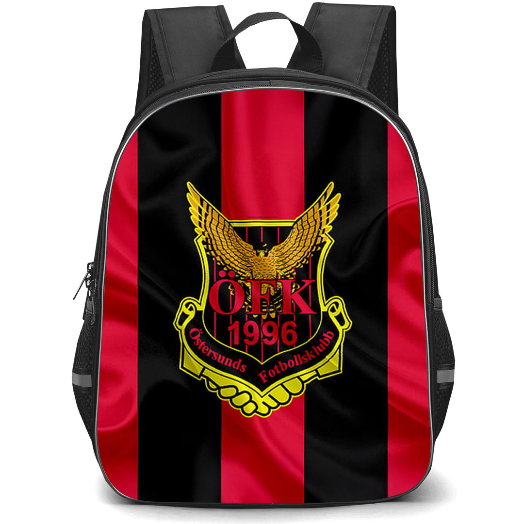 Ostersunds FK Backpack School Bag StudentPack - Ostersunds FK Logo On Red Black Flag Background Football Club