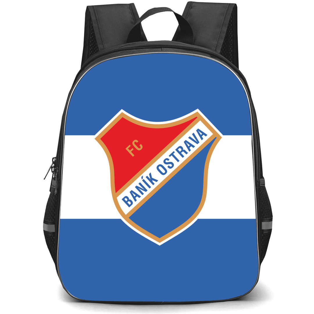 FC Banik Ostrava Backpack School Bag StudentPack - Logo In Blue And White Line Background