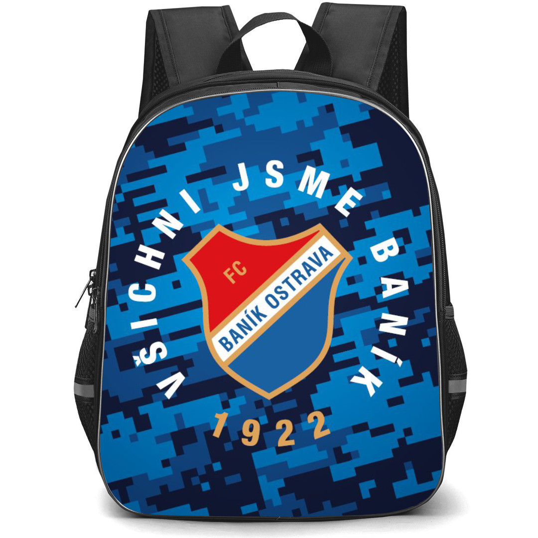 FC Banik Ostrava Backpack School Bag StudentPack - Logo In Blue Camo Background