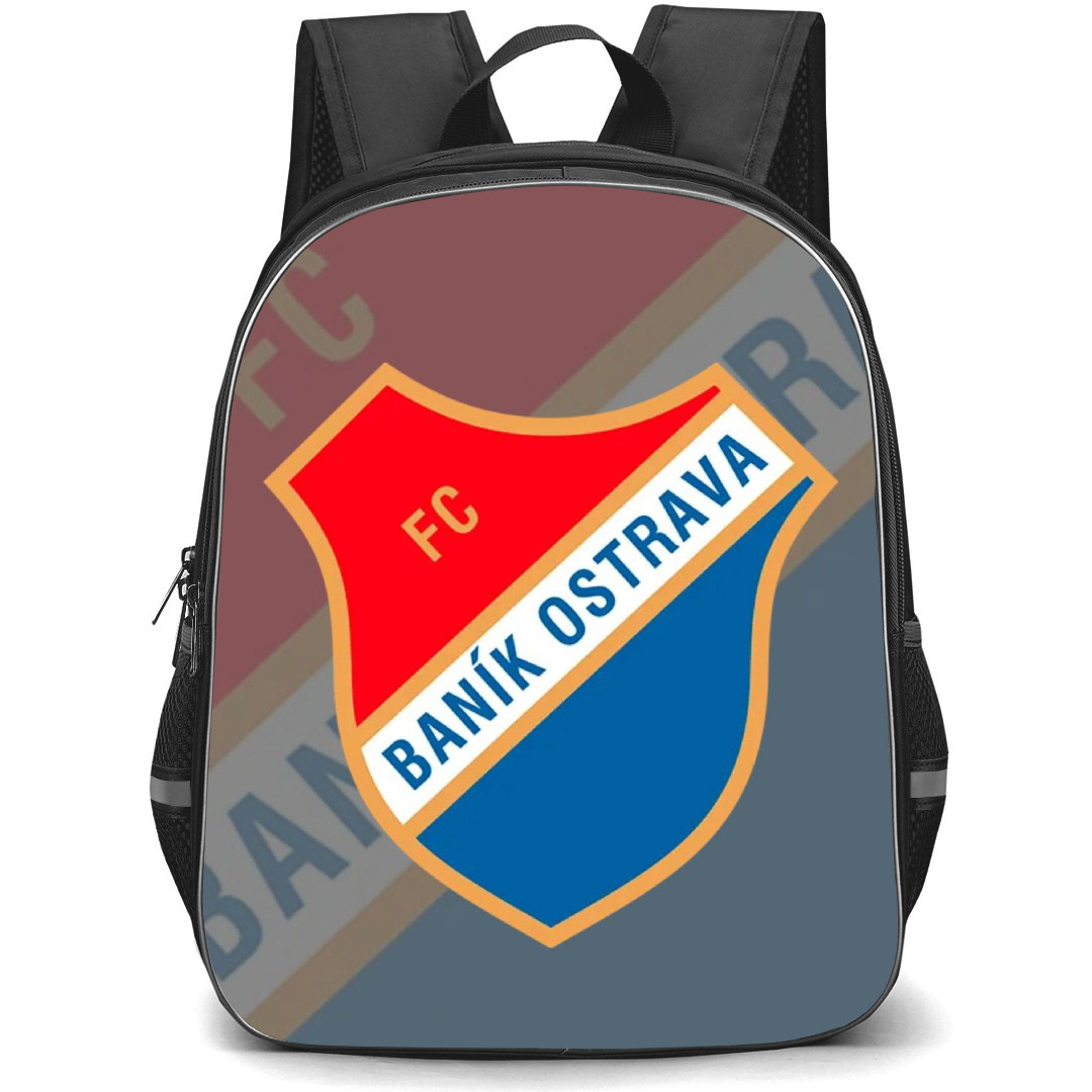 FC Banik Ostrava Backpack School Bag StudentPack - Logo Overlay In Gray Background
