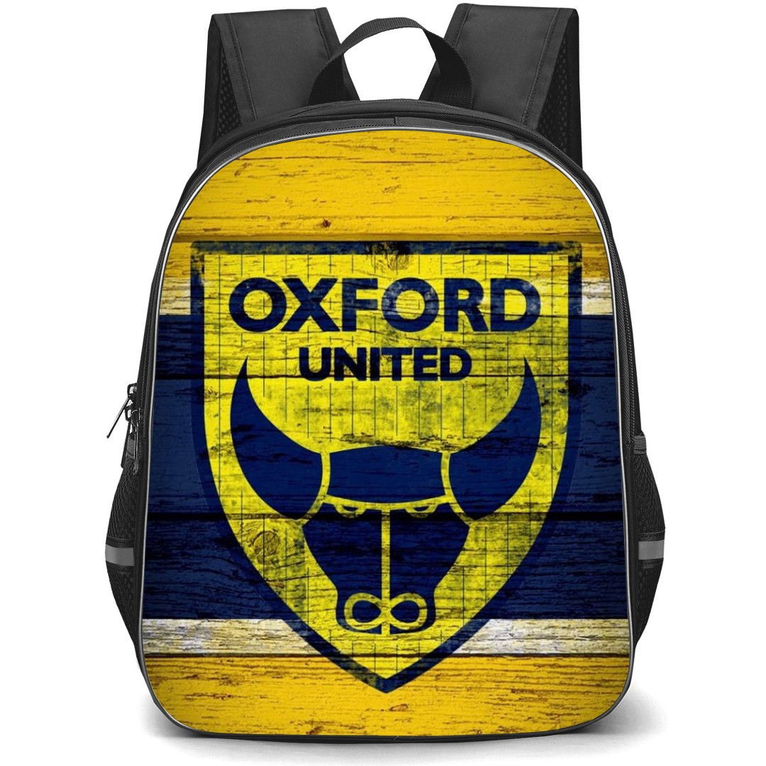 Oxford United Backpack StudentPack - Oxford United Logo On Yellow Blue Paint Wood Background