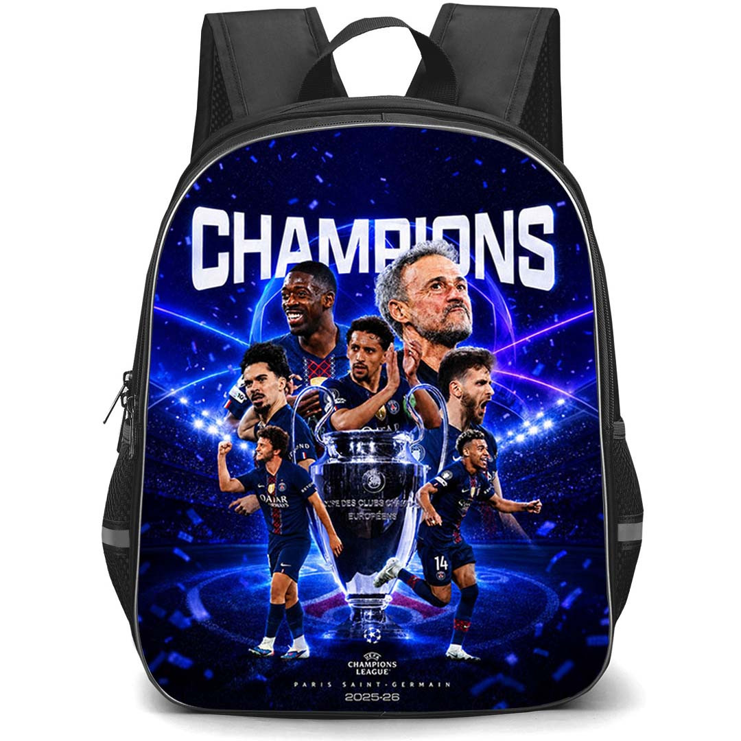 PSG UEFA Champions League 2026 Backpack School Bag StudentPack - PSG UEFA Champions League 2025-26 Trophy Celebration Poster