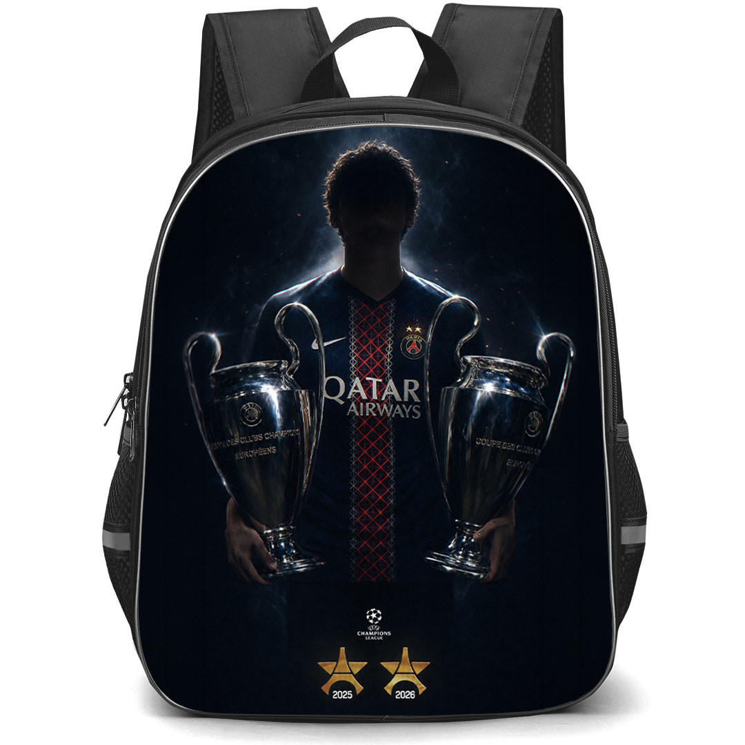 PSG UEFA Champions League 2026 Backpack School Bag StudentPack - PSG UEFA Champions League 2026 Back To Back Champions Trophy Poster