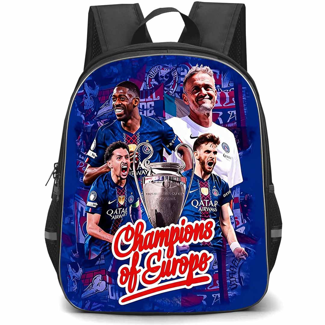 PSG UEFA Champions League 2026 Backpack School Bag StudentPack - PSG UEFA Champions League 2026 Champions Of Europe Trophy Poster