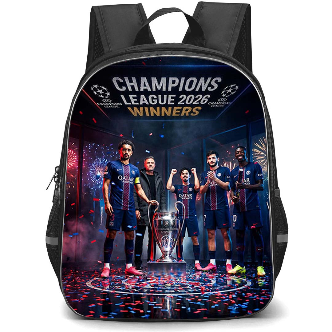 PSG UEFA Champions League 2026 Backpack School Bag StudentPack - PSG UEFA Champions League 2026 Trophy Room Celebration Poster