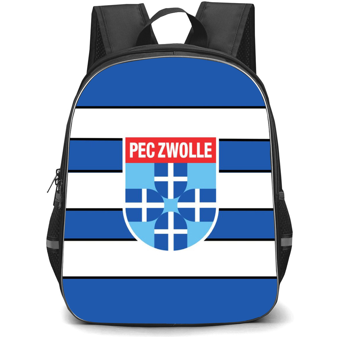 PEC Zwolle Backpack School Bag StudentPack - Logo In Blue And White Stripe Background Football Club