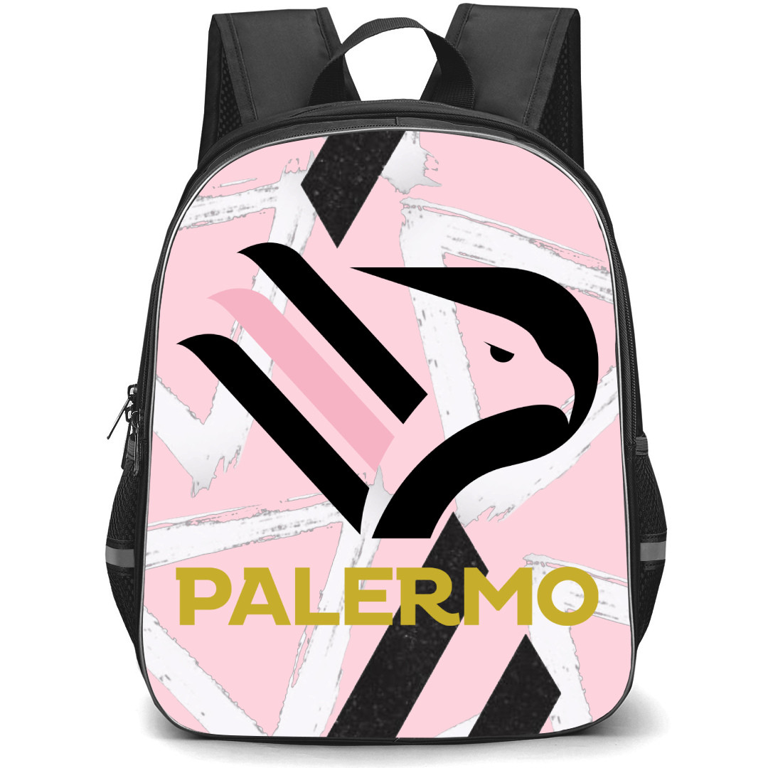 Palermo FC Backpack School Bag StudentPack - Logo In Pink And Black Grunge Background
