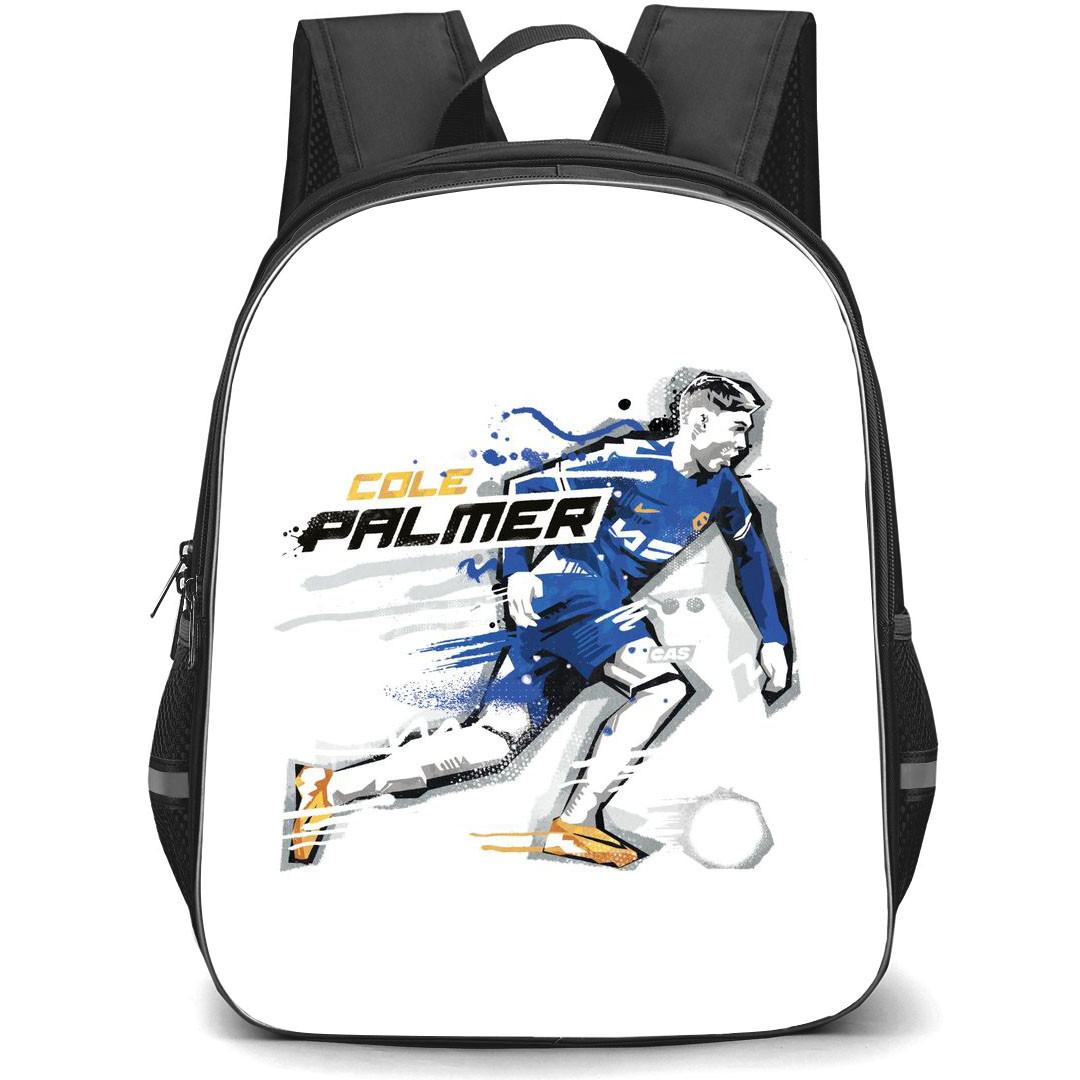 Cole Palmer School Backpack StudentPack - Cole Palmer Dribbling Illustration Art On White Background