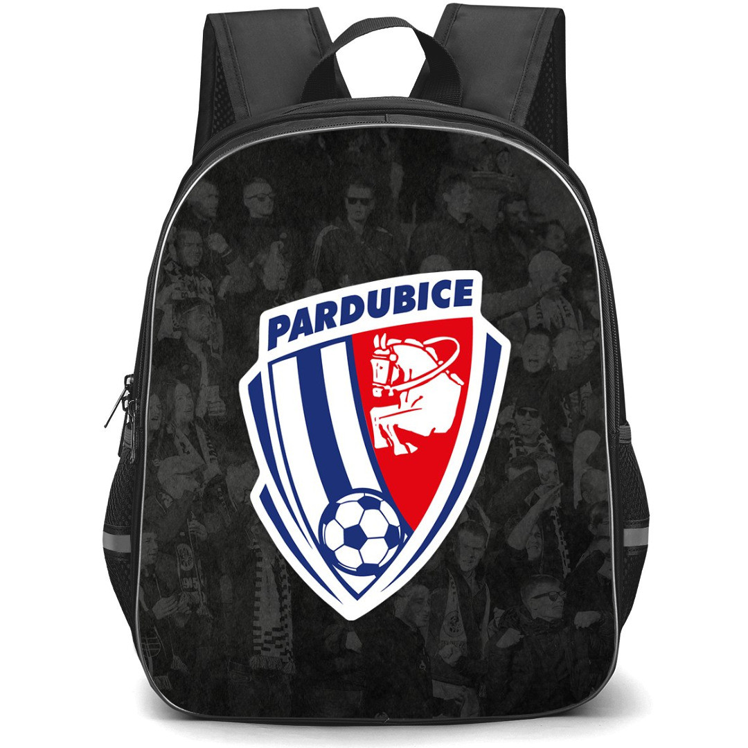FK Pardubice Backpack School Bag StudentPack - Logo Team Collage Grunge Background