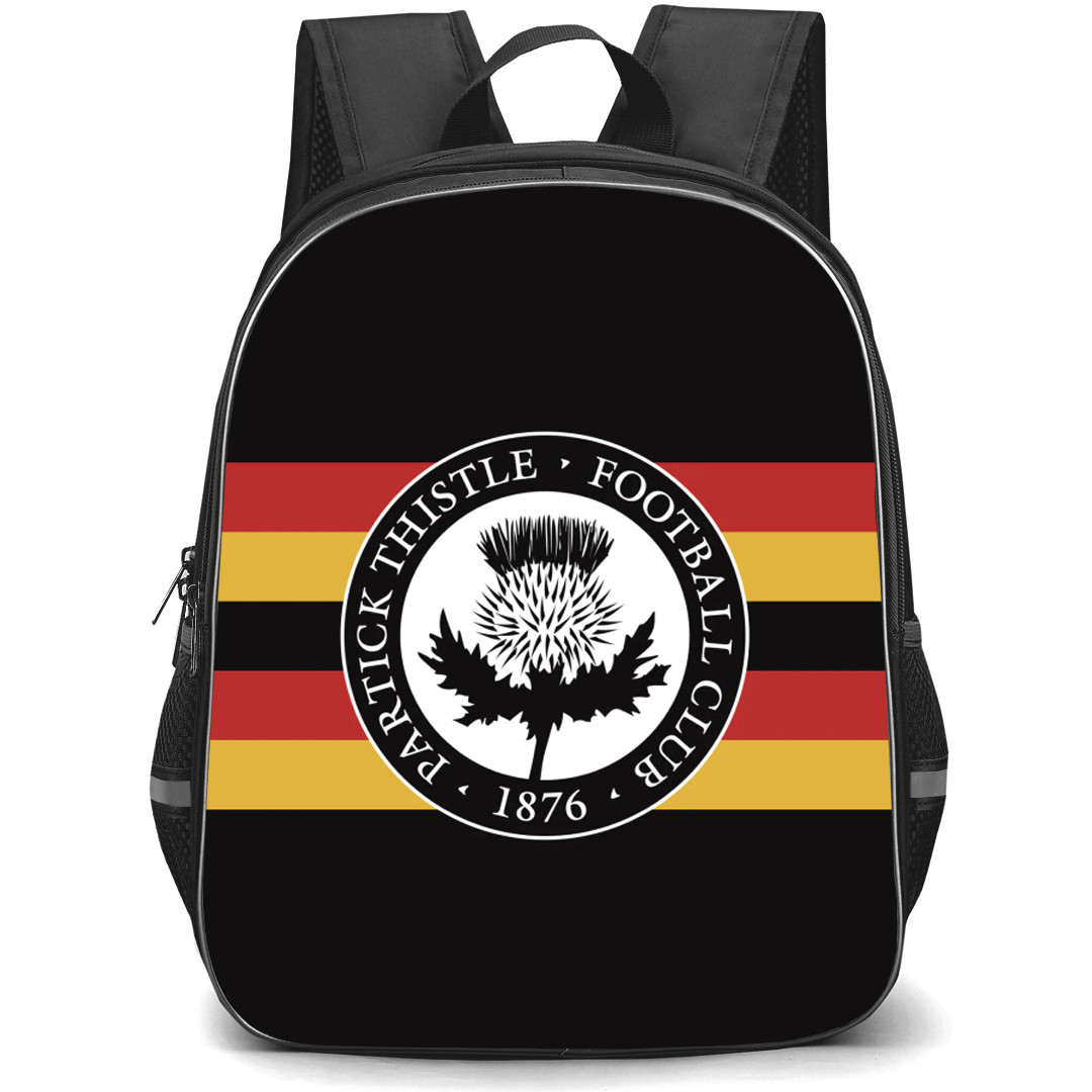 Partick Thistle Backpack School Bag StudentPack - Logo In Black Red And Yellow Stripe Background Football Club