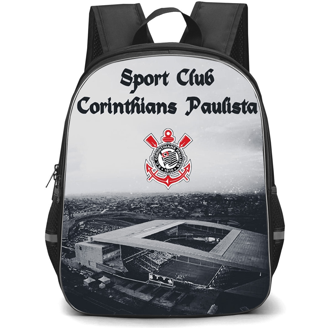 Sport Club Corinthians Paulista Backpack School Bag StudentPack - Sport Club Corinthians Paulista Stadium with Logo Fog Fade Effect