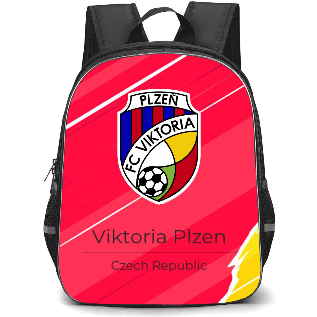 FC Viktoria Plzen Backpack School Bag StudentPack - Logo Poster In Red Background