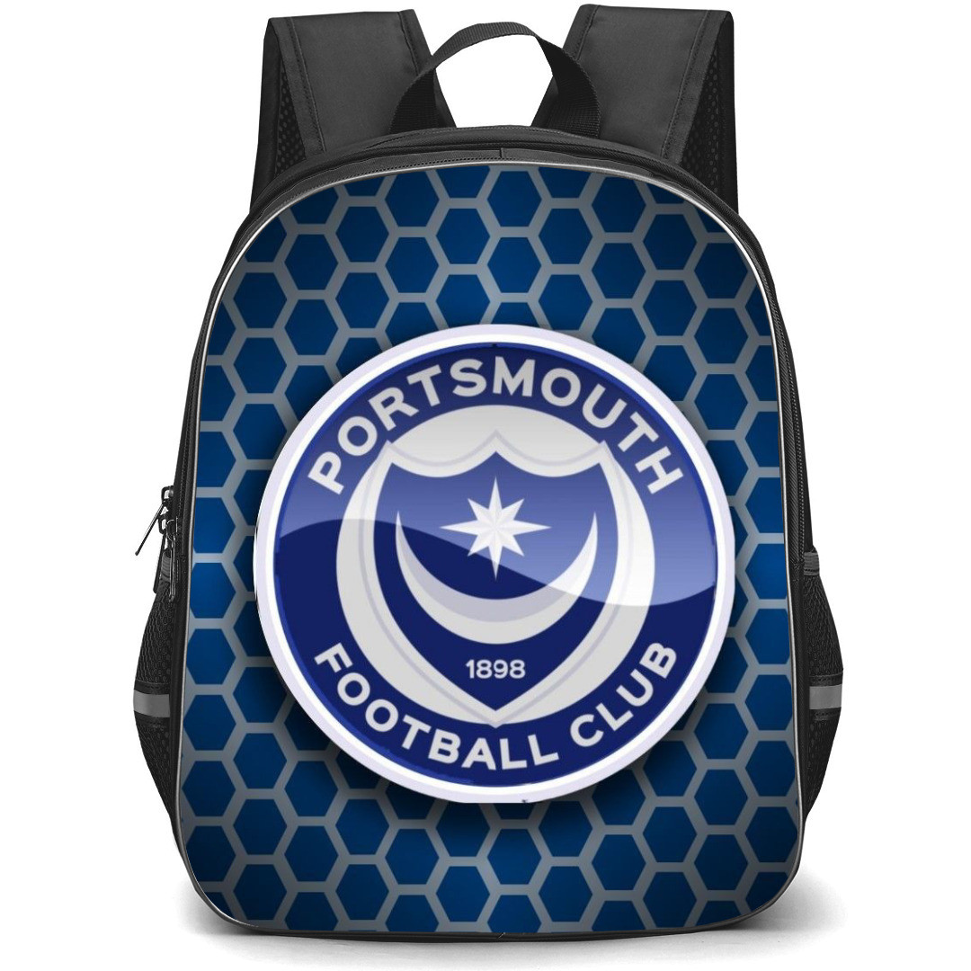 Portsmouth F.C. Backpack StudentPack - Portsmouth F.C. Logo On Blue Honey Comb Background